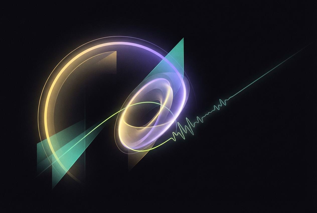 Un ochenta por ciento de un arco luminoso se pliega sobre sí mismo formando un bucle autodestructivo, mientras una línea de pulsos tenues se